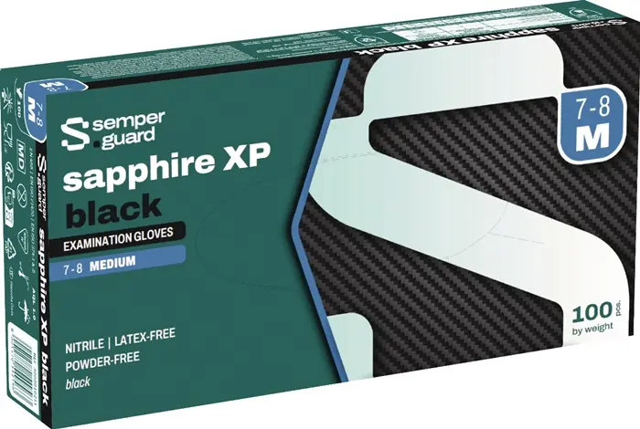 Produktfoto 1 von Einw.-Handsch.Semperguard® Sapphire XP black Gr.XL schwarz Nitril 90 St./Box
