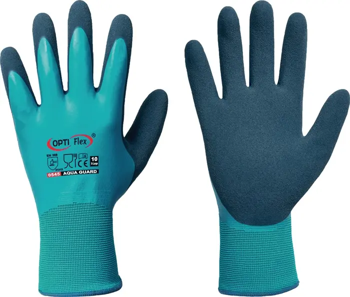 Produktfoto 1 von Handschuhe Aqua Guard Gr.8 blau EN 388 PSA II PA m.Latex/Latex OPTIFLEX