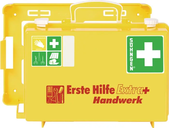 Produktfoto 1 von Erste Hilfe Koffer Extra+ Handwerk B310xH210xT130ca.mm leuchtgelb SÖHNGEN