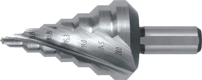Produktfoto 1 von Stufenbohrer Bohrber.5-28mm HSS Spiralnut Z.2 Stufen 7 RUKO