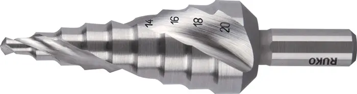Produktfoto 1 von Stufenbohrer Bohrber.4-20mm HSS-Co5 Spiralnut Z.2 Stufen 9 RUKO