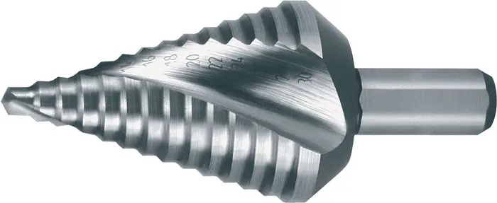 Produktfoto 1 von Stufenbohrer Bohrber.4-30mm HSS Spiralnut Gesamt-L.72mm Z.2 Stufen 14 RUKO