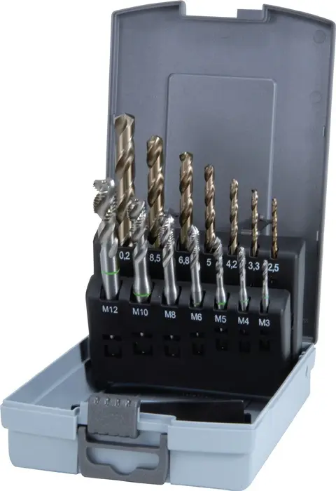 Produktfoto 1 von Maschinengewindebohrerset DIN 371/376 C M3-M12 14tlg.HSS-Co5 Ku.-Kass.RUKO