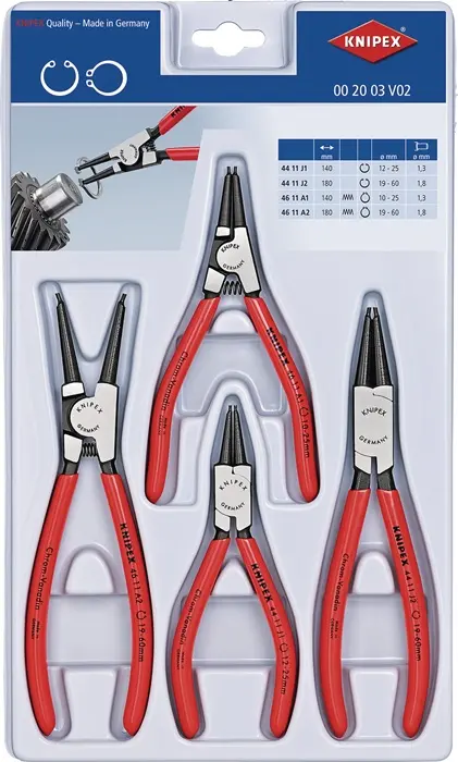Produktfoto 1 von Sicherungsringzangensatz 4-tlg.stabile Kunststoffverpackung 10-60mm KNIPEX