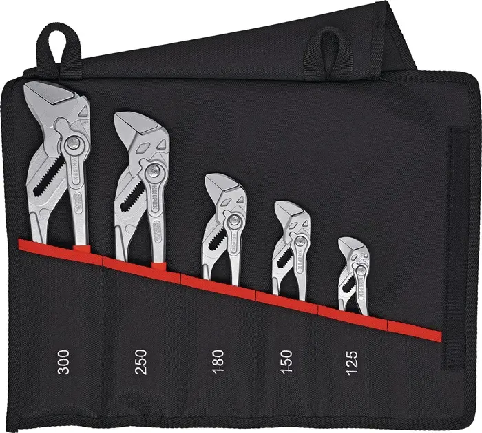 Produktfoto 1 von Zangenschlüsselset Inh.5-tlg.verchr.Rolltasche KNIPEX