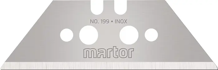 Produktfoto 1 von Trapezklinge Nr.199 L60xB19xS0,63mm m.Lochung 10 St./Spender MARTOR
