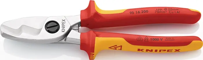 Produktfoto 1 von Kabelschere L.200mm Kopf verchr.VDE Mehrkomp.-Hüllen KNIPEX