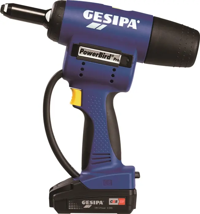 Produktfoto 1 von Akkublindnietsetzgerät PowerBird® Pro Gold Ed 9-tlg.20000N Schiebeakku,Ladegerät