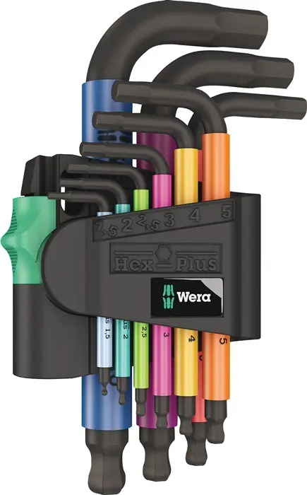 Produktfoto 1 von Winkelschraubendrehersatz 950/9 9-tlg.Ku.-Halter SW 1,5-10mm kurz Kugelk.WERA