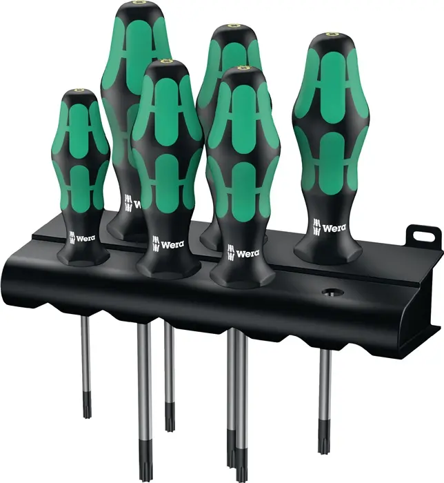 Produktfoto 1 von Schraubendrehersatz 367/6 TORX BO 6-tlg.TORX® m.Bohr.2K-Griff Rundkl.WERA