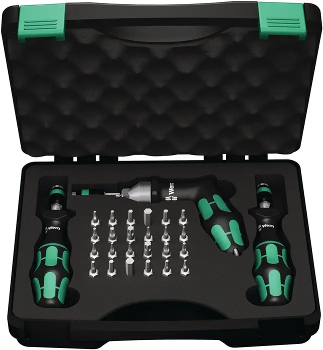 Produktfoto 1 von Drehmomentschraubendrehersatz 7440/41/42 27-tlg.0,3-6 Nm einstellb.WERA