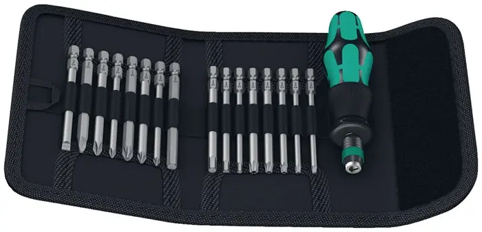 Produktfoto 1 von Schraubendrehersatz KK 60 17-tlg.m.Handhalter u.Wechselkl.Falt-Ta WERA