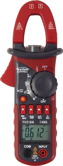 Produktfoto 1 von Zangenamperemeter TV 216N 10 mA-600 A AC,10 mA-600 A DC CAT III 600 V TESTBOY