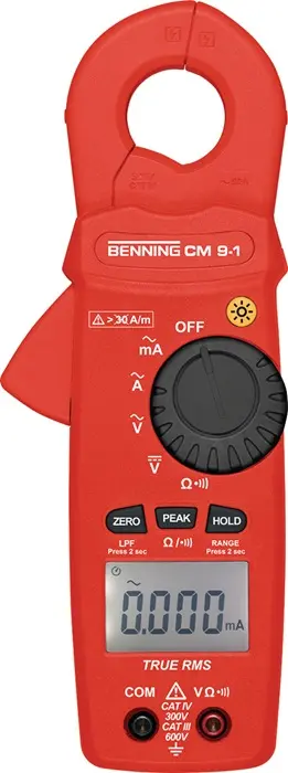 Produktfoto 1 von Leckstromzange CM 9-1 Messber.0,010 mA-60 A AC Zangenöffnung max.23mm BENNING
