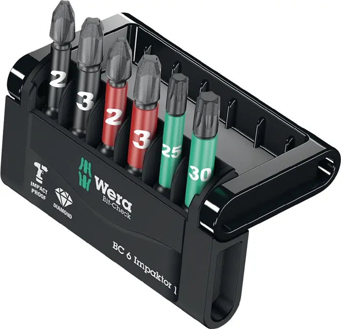 Produktfoto 1 von Bitsortiment Bit-Check 6 Impaktor 1 6-tlg.PH/PZD/T WERA
