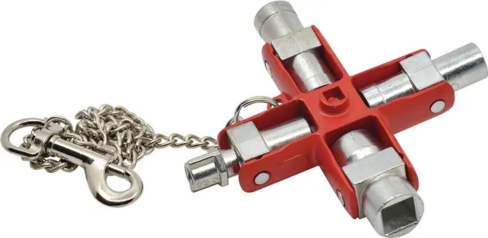 Produktfoto 1 von Doppel-Schaltschrankschlüssel SuBMaster 9 in 1 14 Funktionen m.Karab.h.an Kette
