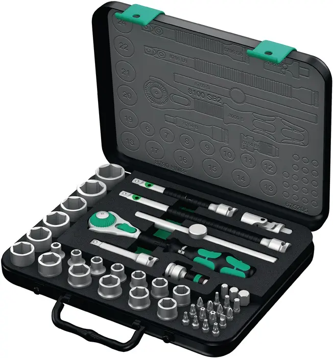 Produktfoto 1 von Steckschlüsselsatz 8100 SB2 Zyklop 43-tlg.3/8 Zoll SW 6-24mm Z.72 6KT WERA