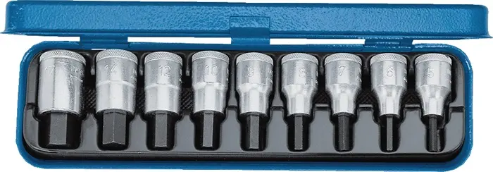 Produktfoto 1 von Steckschlüsselsatz IN 19 PA 9-tlg.1/2 Zoll 3/16-5/8 Zoll f.i6-KT.-Schr.GEDORE