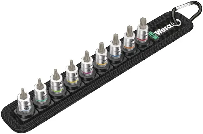 Produktfoto 1 von Steckschlüsselsatz Belt 3 9-tlg.1/4 Zoll T8-T40 f.Innen-Torx-Schrauben WERA