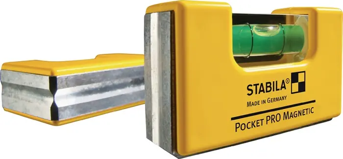 Produktfoto 1 von Wasserwaage Pocket PRO Magnetic 7cm Alu.gelb ± 1mm/m m.Magnet STABILA