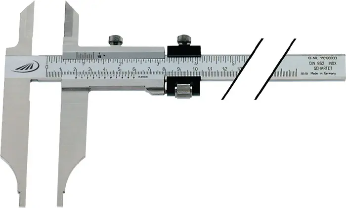 Produktfoto 1 von Werkstattmessschieber DIN862 300mm m.Spitzen u.FE Schnabel-L.90mm PREISSER