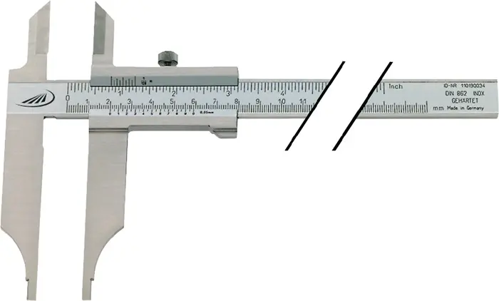 Produktfoto 1 von Werkstattmessschieber DIN862 300mm m.Spitzen Schnabel-L.90mm PREISSER