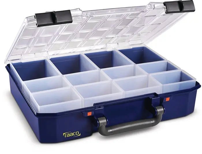 Produktfoto 1 von Sortimentskasten CarryLite 80 4x8-12 B337xT278xH80mm 12 Fächer blau RAACO