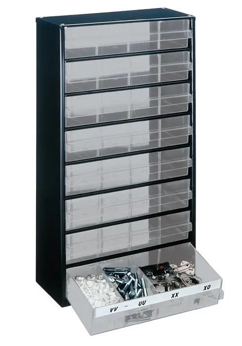 Produktfoto 1 von Kleinteilemagazin B306xT150xH552mm galvanisiertes Stahlbl.8 Schubl.PP