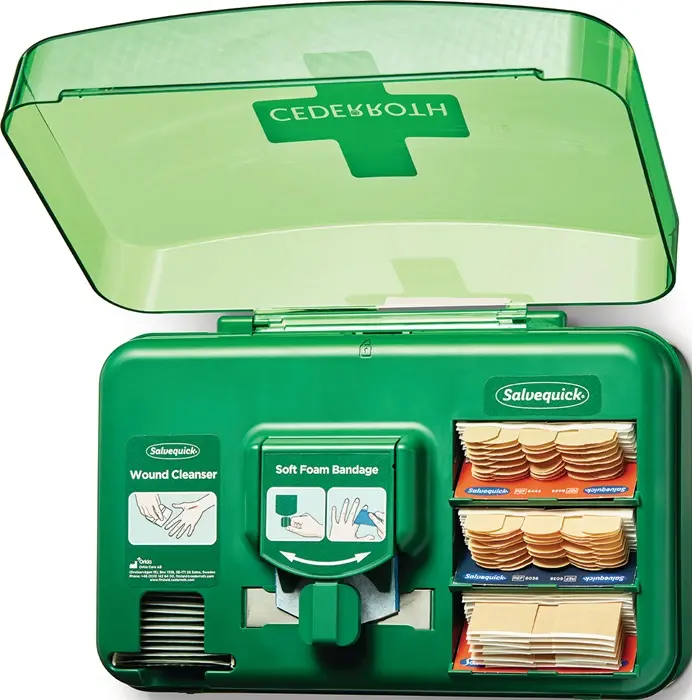 Produktfoto 1 von Pflasterspender Plus B306xH155xT155ca.mm grün,transparent CEDERROTH