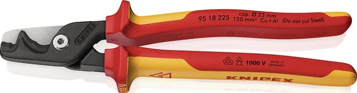 Produktfoto 1 von Kabelschere StepCut® XL L.225mm Kopf brün.VDE Mehrkomp.-Hüllen KNIPEX