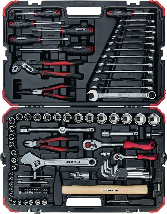 Produktfoto 1 von Steckschlüssel-/Handwerkzeugkoffer R4600 3100 100-tlg.SW 4-32mm GEDORE RED