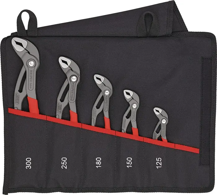 Produktfoto 1 von Zangensatz Cobra®-Set Inh.5-tlg.grau atram.Rolltasche KNIPEX