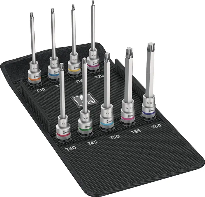 Produktfoto 1 von Steckschlüsselsatz 8767 C TORX® HF3 9-tlg.1/2 Zoll T20-T60 WERA