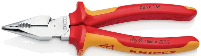 Produktfoto 1 von Spitzkombizange L.185mm pol.Mehrkomp.-Hülle verchr.VDE KNIPEX