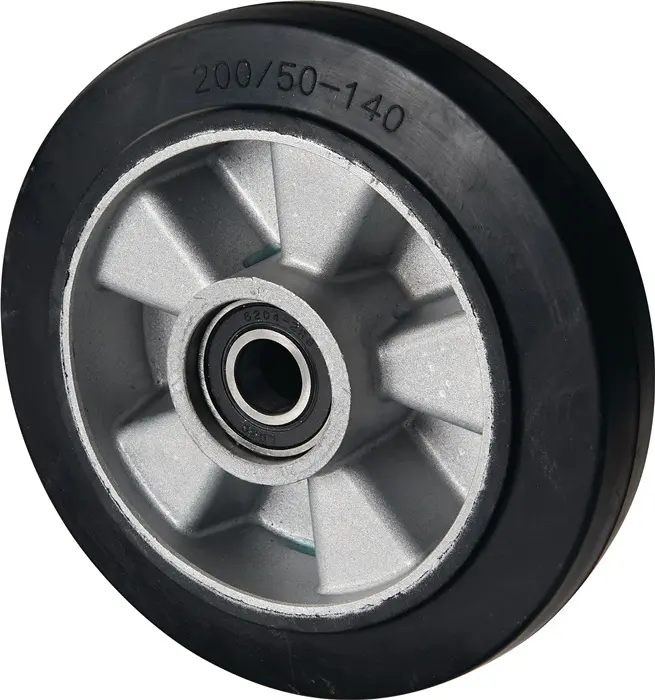 Lenkrad Elastik-Vollgummi Naben-L.55mm Rad-B.50mm D.200mm Guss-Felge f.Gabelhub.