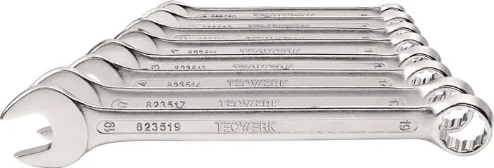 Produktfoto 1 von Ringmaulschlüsselsatz 12-tlg.SW 10-32mm Form A CV-Stahl TECWERK
