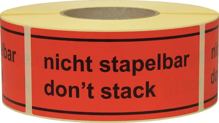 Produktfoto 1 von Hinweisetikett Nicht stapelbar L.145 mm,B.70mm rot 1000 St./Rolle TRANSPAK