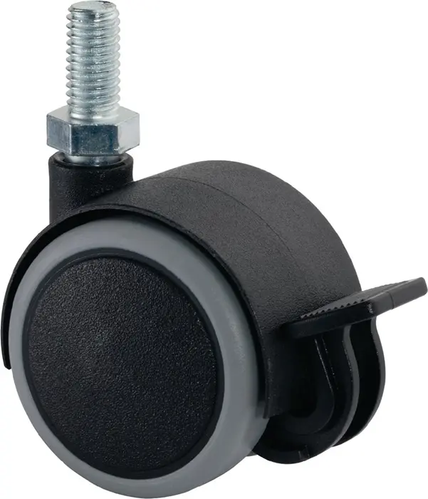 Produktfoto 1 von Kunststoffdoppelrolle m.Festst.D.50mm Trgf.50kg M10x20 Ku.grau BS ROLLEN
