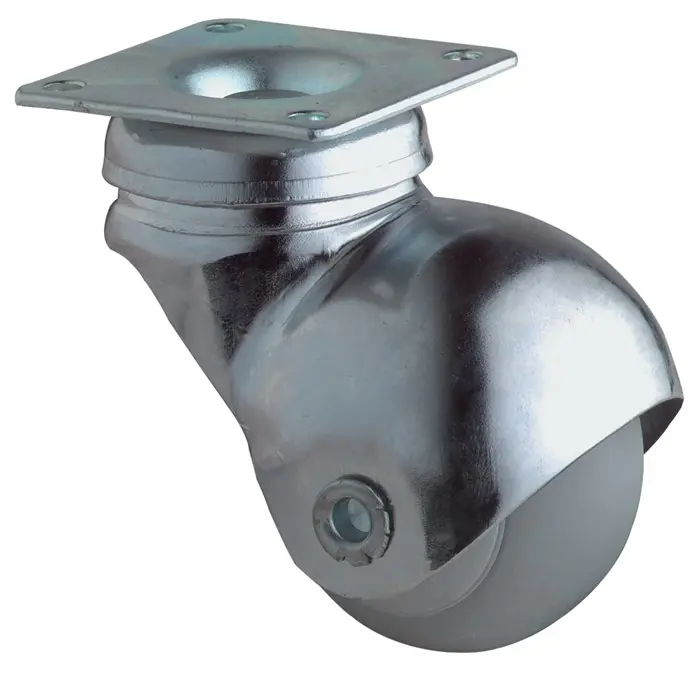 Kugellenkrolle D.40mm Trgf.30kg m.Platte Gum.grau BS ROLLEN