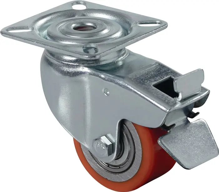 Produktfoto 1 von Lenkrolle m.Festst.D.50mm Trgf.120kg m.Platte kompakt PU BS ROLLEN