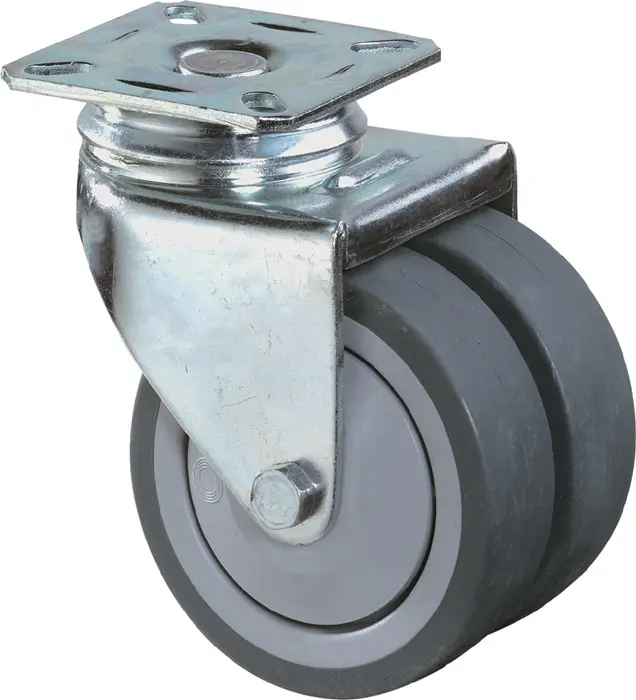 Produktfoto 1 von Doppel-Lenkrolle 50mm 60kg o.Festst.Gum.grau 60x60mm BS ROLLEN