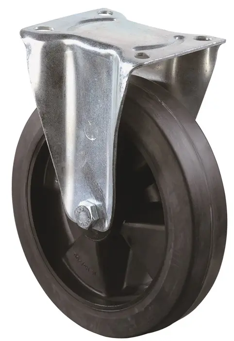 Produktfoto 1 von Bockrolle D.125mm Trgf.200kg Elastikgummi Platte L115xB85mm BS ROLLEN