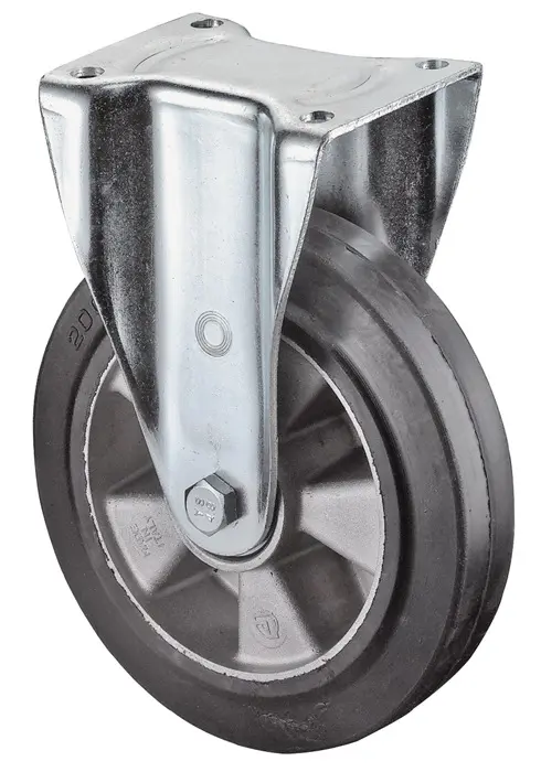Schwerlast-Bockrolle D.200mm Trgf.450kg Elastikgummi 135mm 110mm BS ROLLEN