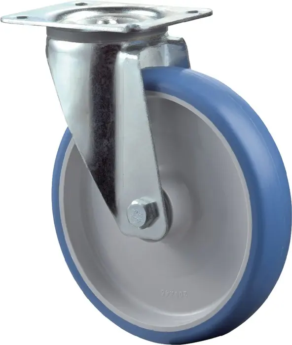 Produktfoto 1 von Lenkrolle D.125mm Trgf.175kg PU Platte L104xB80mm Farbe Rl.blau BS ROLLEN