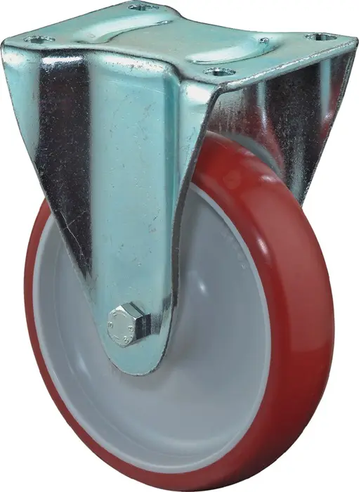 Produktfoto 1 von Bockrolle D.150mm Trgf.280kg Polyurethan,rot Platte L135xB110mm BS ROLLEN