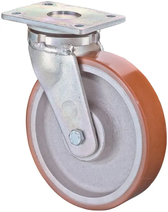 Produktfoto 1 von Schwerlast-Lenkrolle D.200mm Trgf.1000kg Guß-PU Platte L138xB110mm BS ROLLEN