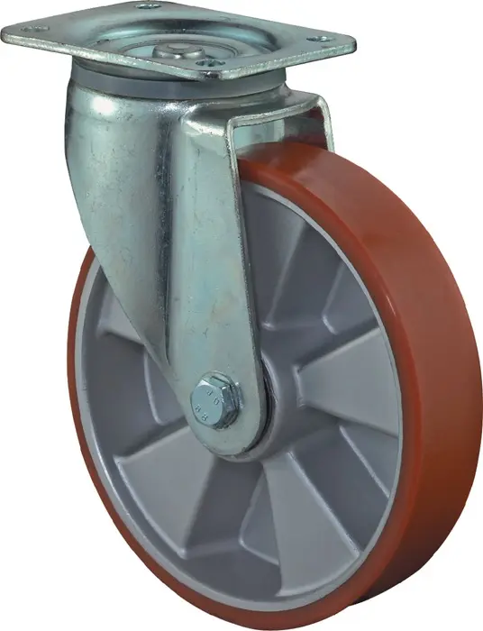 Produktfoto 1 von Schwerlastlenkrolle D.125mm Trgf.450kg Guß-PU 135mm 110mm BS ROLLEN