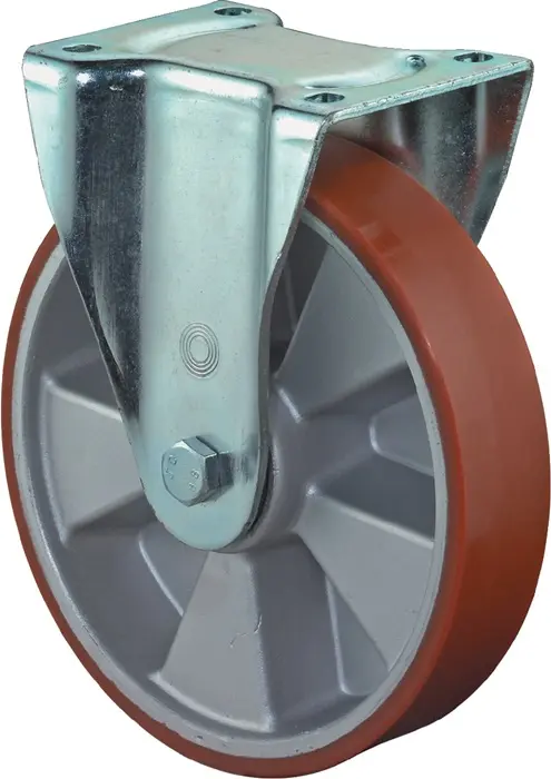 Produktfoto 1 von Schwerlast-Bockrolle D.200mm Trgf.800kg Guß-PU 135mm 110mm BS ROLLEN