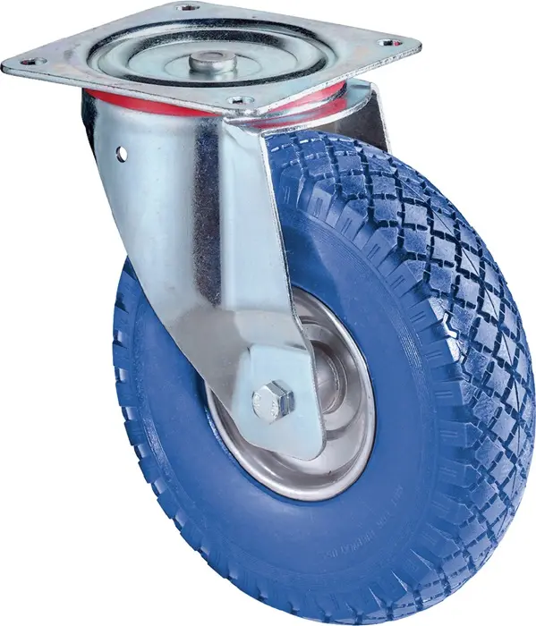 Produktfoto 1 von Lenkrolle D.260mm Trgf.160kg m.Platte Radkörper STA PU blau BS ROLLEN