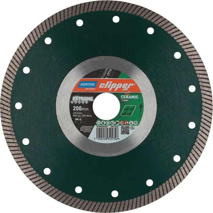 Produktfoto 1 von Diamanttrennscheibe Extreme Ceramic Turbo D200mm Bohr25,4mm 1,4mm NORTON CLIPPER